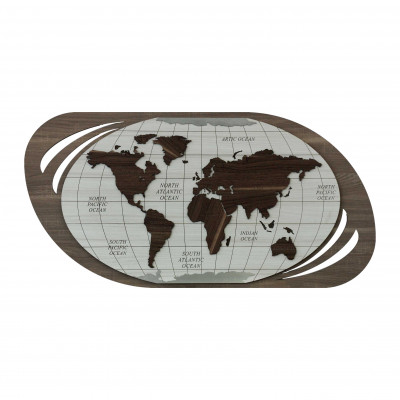  Artitalia - Quadro con la mappa del mondo moderno su legno in 3d "Planisfero II" 120x60 - Tema Quadro: Planisfero - Realizzazione Quadro: Pannelli in Legno - SKU: PS626 
