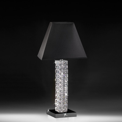  Ranoldi - Lampada da tavolo in cristallo con paralume in tessuto - Colore: Trasparente - 1 Lampadina - Watt 40W - Dimmerabile: NO - SKU: LC197 - Codice EAN: 1234567172385 