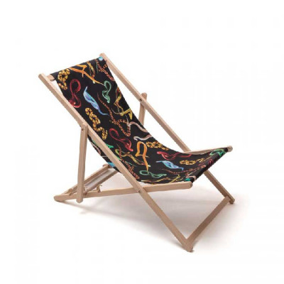  Seletti - Modello: Serpenti - Design By: Toiletpaper - Sdraio pieghevole in legno di faggio - Colore: Nero - SKU: 16681 - Codice EAN: 8008215166810 