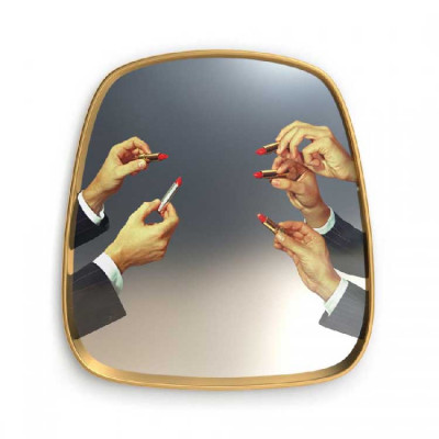  Seletti - Rossetti - Specchio con cornice in legno dal design moderno - Colore: Ottone - SKU: 17041 