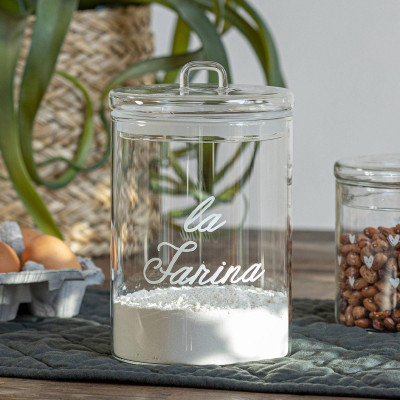  Simple Day - Modello: La farina - Barattolo con coperchio ermetico in vetro - Colore: Bianco - SKU: 10012313 - Codice EAN: 8058269694937 