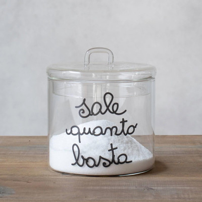  Simple Day - Modello: Sale Quanto Basta - Un Pizzico di Pepe - Barattolo con coperchio ermetico in vetro - Colore: Trasparente - SKU: 10012253 - Codice EAN: 8058269693848 