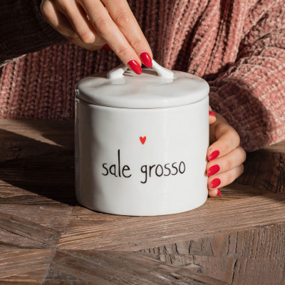  Simple Day - Modello: Sale grosso - Barattolo in ceramica per sale - Colore: Bianco - SKU: 10010727 - Codice EAN: 8056284703696 