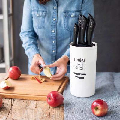  Simple Day - Modello: I miei coltelli - Ceppo porta coltelli da cucina - Colore: Bianco - SKU: 10010950 - Codice EAN: 8056284706086 