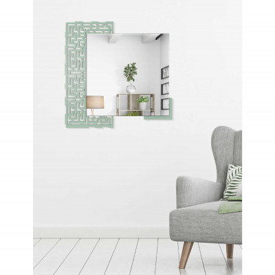  I Dettagli - Greek - Specchio da parete quadrata con cornice in legno dalle linee moderne ed elegante - Colore: Verde Acqua - SKU: SP656525GRE 