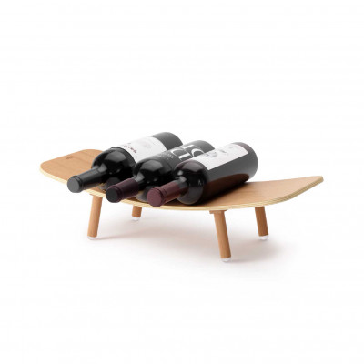  Umbra - Porta bottiglie da tavolo in legno dal design moderno ed elegante "Vinola" - Colore: Legno - SKU: 1018289-390 - Codice EAN: 028295381611 