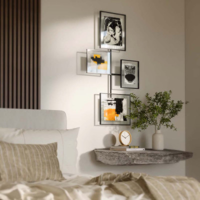  Umbra - Modello: Flute - Portafoto da parete con 4 cornici nere - Colore: Nero - Foto Multidimensione - SKU: 1023082-040 