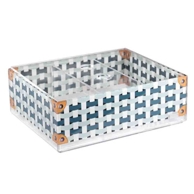 Vesta - Modello: Break - Contenitore multiuso con 3 scomparti decorato - Colore: Celeste - SKU: 0438779 - Codice EAN: 8059692106943 