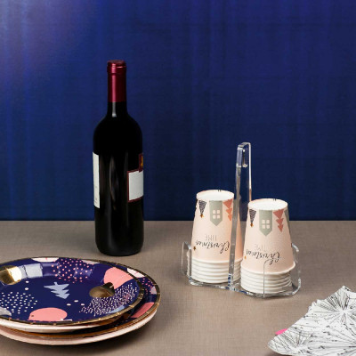  Vesta - Modello: Like Water - Design By: Mattei Carella - Portabicchieri verticale in plexiglass per 2 file di bicchieri di plastica - SKU: 02704 
