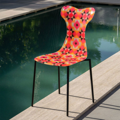  Vesta - Modello: Vitty - Sedia moderna con struttura in metallo e seduta in plexiglass Ethnic - SKU: 0428310D49 