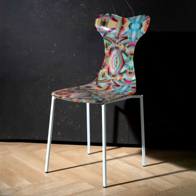  Vesta - Modello: Vitty - Sedia moderna con struttura in metallo e seduta in plexiglass Rainbow - SKU: 0428390D48 