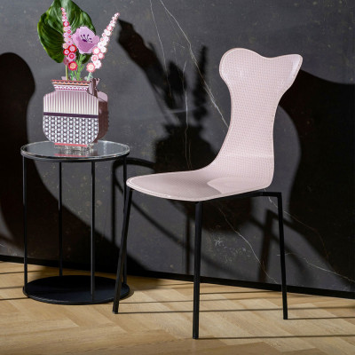  Vesta - Modello: Vitty - Sedia moderna con struttura in metallo e seduta in plexiglass - Colore: Cipria - SKU: 042832010 