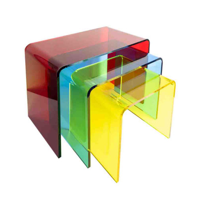  Vesta - Simply - Tavolini da salotto in plexiglass set 3pz - Colore: Bordeaux - SKU: 2371795 