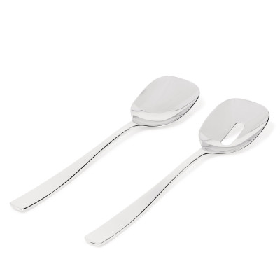 Alessi - Modello: KnifeForkSpoon - Design By: Jasper Morrison - Posate per insalata Set 2pz - Colore: Acciaio - SKU: AJM22/14 - Codice EAN: 8003299921331