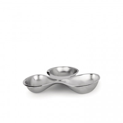 Alessi - Modello: Babyboop - Design By: Ron Arad - Antipastiera a tre scomparti - Colore: Acciaio - SKU: RA03 - Codice EAN: 8003299862115 