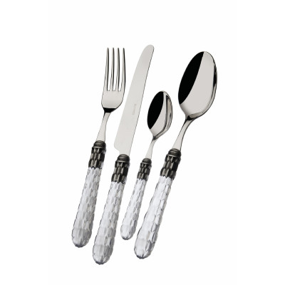  Bugatti - Design By: Virgilio Bugatti - Set di posate 24pz con ghiera argentatura anticata collezione "Cristallo" - SKU: CRISTALLO-A 