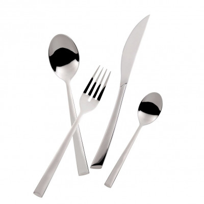  Bugatti - Design By: Virgilio Bugatti - Set 24 pezzi posate da tavola modello con finitura lucida a specchio "Caprera" - SKU: IN-077F50MB - Codice EAN: 8020178872935 