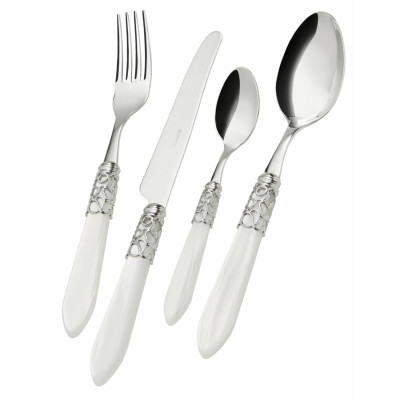  Bugatti - Design By: Virgilio Bugatti - Servizio di posate 24pz con ghiera cromata manico in madreperla linea "Melodia" - SKU: MELODIA 