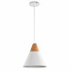 Sospensione moderna con base in legno e diffusore in mnetallo grande