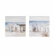 Set 2pz quadri dipinti moderni con paesaggio "Vintage Beach" 30x30