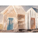 Set 2pz quadri dipinti moderni con paesaggio "Vintage Beach" 30x30