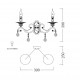 Applique classica in metallo a 2 braccia con cristalli e lampadine a fiamma