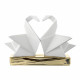 Scultura piccola in marmorino dal design moderno con coppia di Cigni
