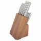 Ceppo in legno con 11 coltelli in acciaio inox