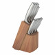 Ceppo in legno con 11 coltelli in acciaio inox