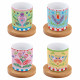 Set 4 bicchierini da caffè in porcellana con piattini in bamboo