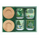 Set 4 bicchierini da caffè in porcellana con piattini in bamboo