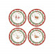 Set 4 piatti da dessert in porcellana con decori natalizi