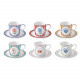 Set 6 tazzine da caffe con piattino in porcellana