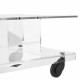 Tavolino da solotto grande con struttura in plexiglass e ruote