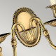 Applique da parete in ottone dal design classico con 2 diffusori in tessuto