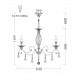 Lampadario con 6 braccia in metallo con pendenti in cristallo