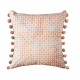 Cuscino quadrato in cotone stampato con ponpon 45x45