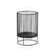 Portacandela basso in metallo nero con struttura cilindrica a stecche verticali