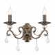 Applique classica in metallo a 2 braccia con cristalli e lampadine a fiamma