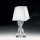 Lampada da tavolo in cristallo con paralume in tessuto