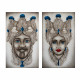 Quadro dipinto a mano su tela "Teste di moro" 110x65 set 2pz