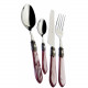 Servizio di posate 24pz ghiera argentata e manico in madreperla linea "Oxford"