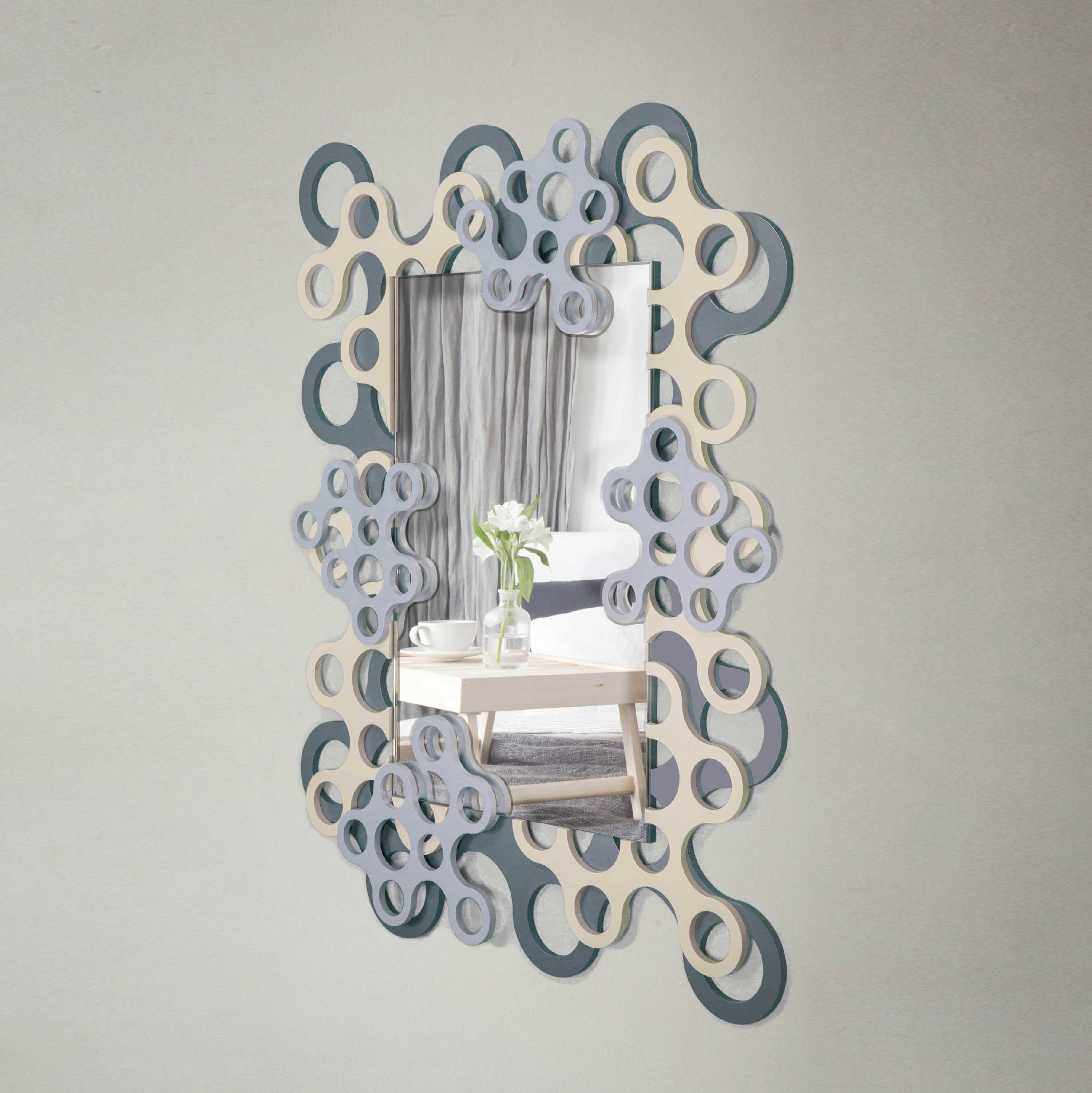 HLFMVWE Specchio da parete asimmetrico ovale irregolare con cornice in legno moderna di forma unica, specchio artistico decorativo per soggiorno, camera da letto, bagno, ingresso, corridoio, 35 x 25
