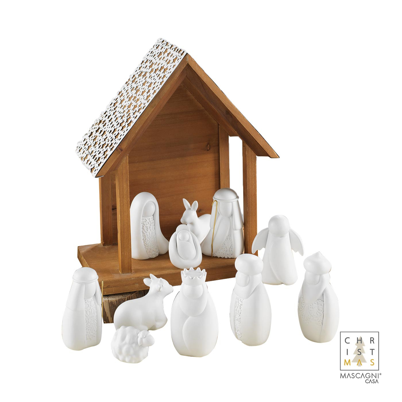 Acan Tradineur - Confezione da 6 statuette di mucca Naif per presepe - Made in Marmolina - Figurine decorative divertenti per nascita, Natale, decorazione tradizionale