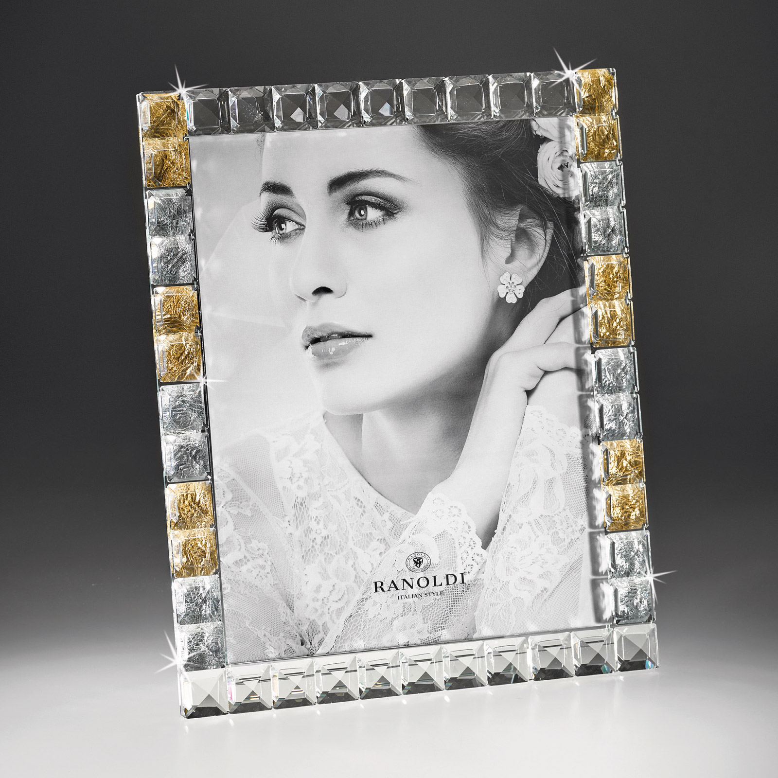 Modaier Cornice In Cristallo 12,7x17,8 Cm Con Cuori Brillanti, Per Foto 10x15, Elegante Regalo Matrimonio