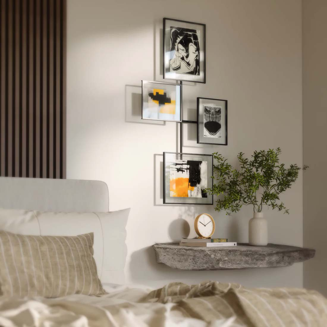 moorg Cornice Portafoto da Parete Multiplo Moderna, Design Esagonale in Metallo con 3 Porta Foto da Parete, Portafoto Moderni 40x40 cm